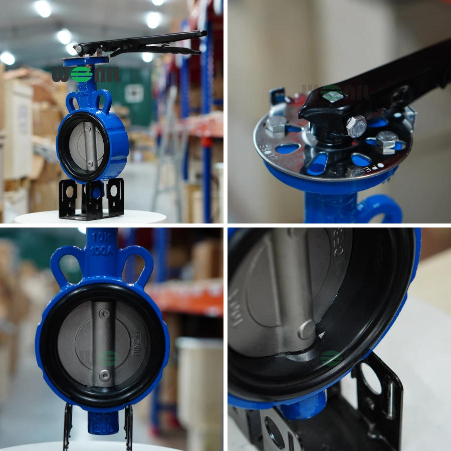 Van Bướm Wonil Tay Gạt Gang DN100 Hình ảnh van bướm Wonil tay gạt gang DN100