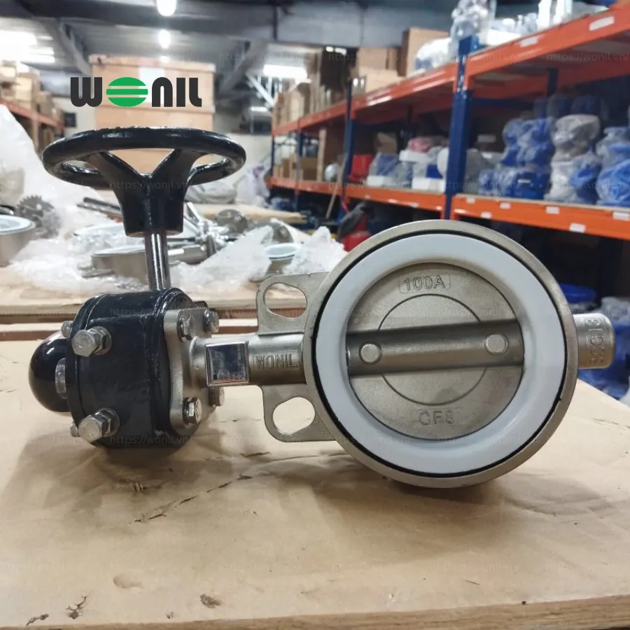 Van Bướm Wonil Tay Quay Inox DN100 Van Bướm Wonil Tay Quay Inox DN100