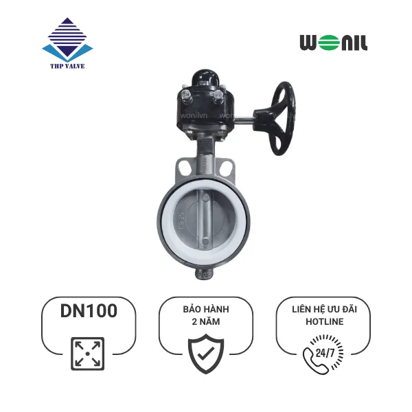 van-buom-wonil-tay-quay-inox-dn100-han-quoc Van Bướm Wonil Tay Quay Inox DN100
