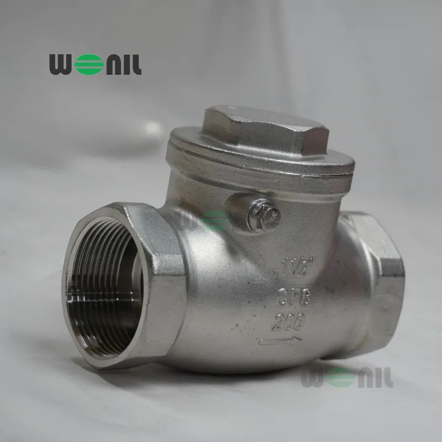 van 1 chiều lá lật Wonil nối ren Inox DN40