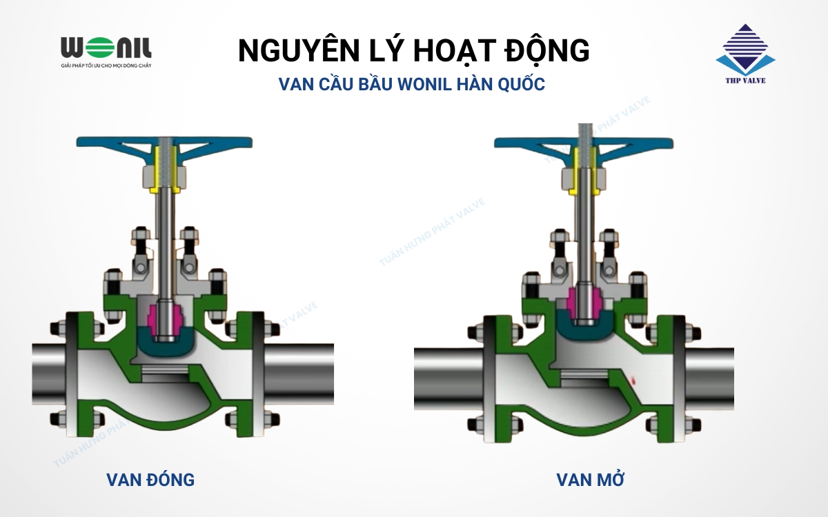 Nguyên lý hoạt động van cầu bầu Wonil