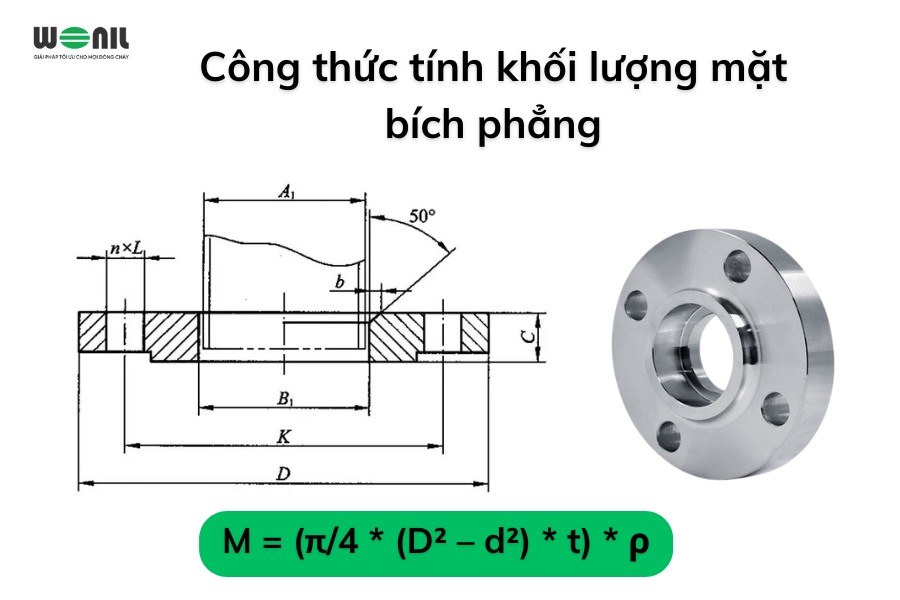 Công thức tính khối lượng mặt bích phẳng