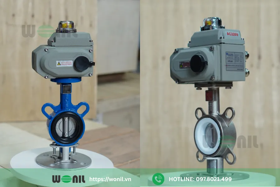 Van bướm điều khiển điện Wonil | Tư vấn, báo giá nhanh Van bướm điều khiển điện Haitima Đài Loan chất liệu gang và inox