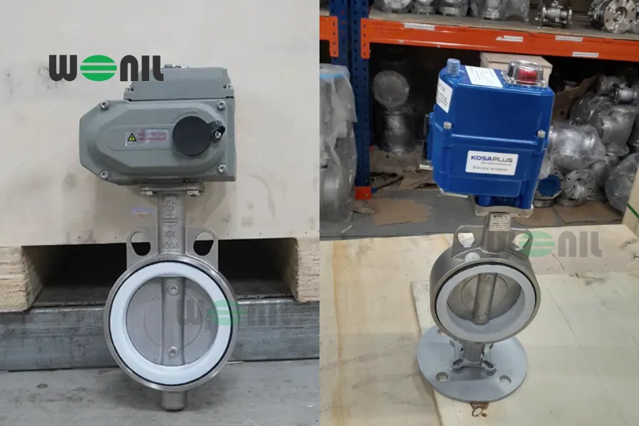 Van bướm inox điều khiển điện kẹp wafer
