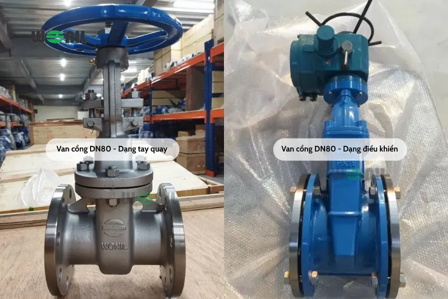 Van cổng DN80 tay quay và điều khiển