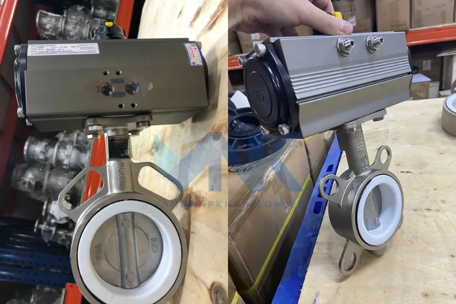 Van bướm inox điều khiển khí nén bền bỉ chống gỉ
