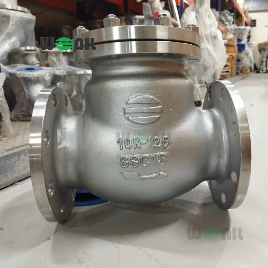 Van 1 chiều Wonil Lá Lật Mặt Bích Inox DN125