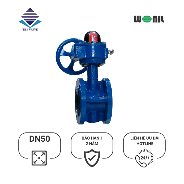 van-buom-wonil-tay-quay-gang-2-mat-bich-dn50 (2) Van bướm Wonil tay quay gang 2 mặt bích DN50