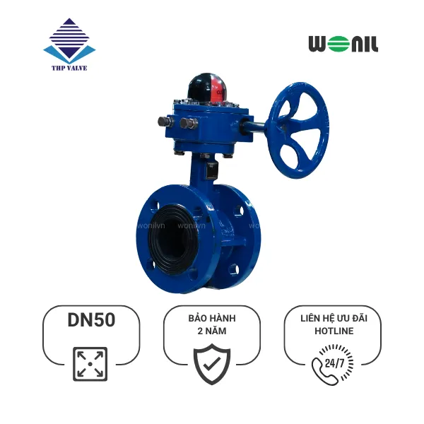 van-buom-wonil-tay-quay-gang-2-mat-bich-dn50 (4) Van bướm Wonil tay quay gang 2 mặt bích DN50