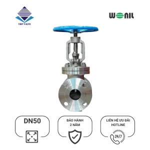 Van Cầu Wonil Ty Nổi Tay Quay Mặt Bích Inox DN50 sp Van Cầu Wonil Ty Nổi Tay Quay Mặt Bích Inox DN50